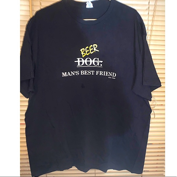Beer man’s best friend Dog funny graphic T-shirt kool tees - Picture 1 of 6